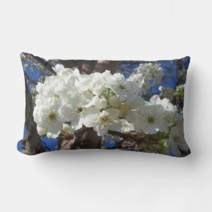 White Blossoms II Spring Flowering Tree Lumbar Cushion