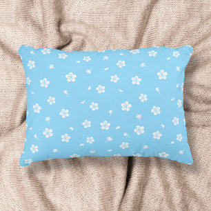 White Blossoms on Baby Blue Pattern Decorative Cushion