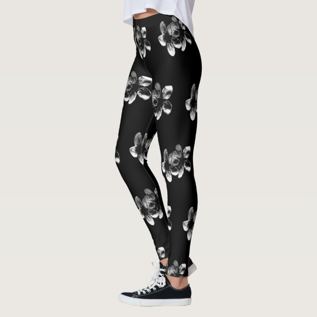 White Blossoms On Black, Leggings (Left)