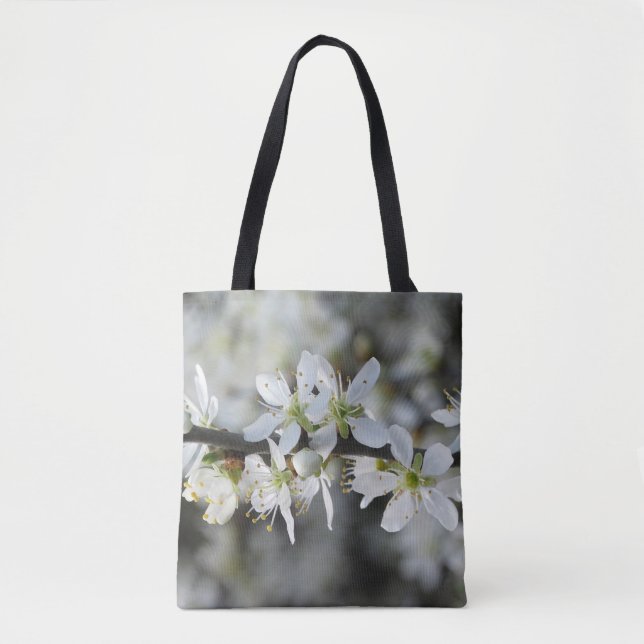 White Blossoms Photo All-Over-Print Tote Bag (Front)