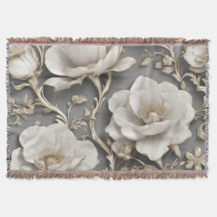 White Blossoms Throw Blanket