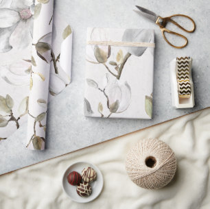 White Blossoms Wrapping Paper