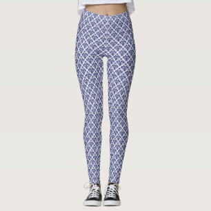 White Blue 2 Layer - Damask #2 DIY BG Ptn NB Leggings