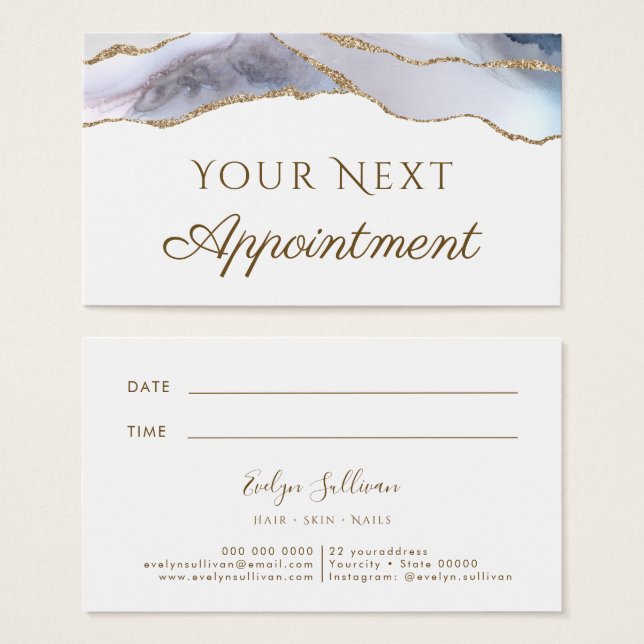 White Blue Agate Appointment Card (Front & Back)