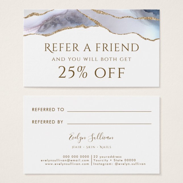 White Blue Agate Referral Card (Front & Back)