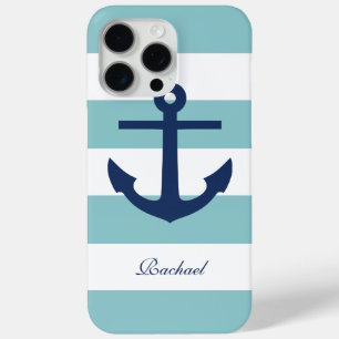 White & Blue Anchors Aweigh iPhone 15 Pro Max Case