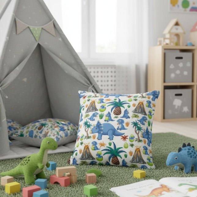 White, Blue, and Green Dinosaur Pillow (Creator Uploaded)