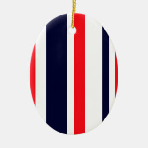 White, Blue And Red Stripes Ceramic Tree Decoration