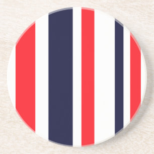 White, Blue And Red Stripes Coaster