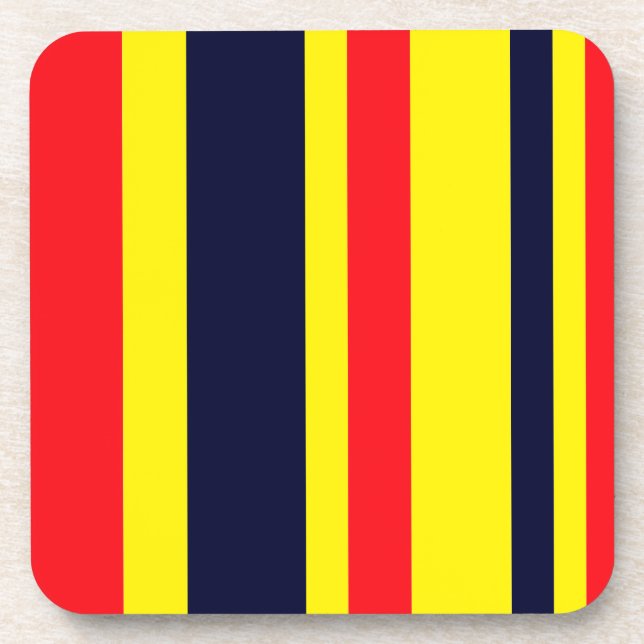 White, Blue And Red Stripes Coaster (Front)