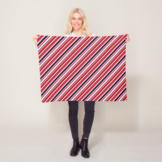 White, Blue And Red Stripes Fleece Blanket (In Situ)