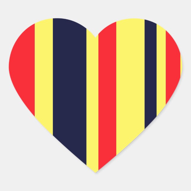 White, Blue And Red Stripes Heart Sticker (Front)