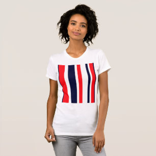 White, Blue And Red Stripes T-Shirt