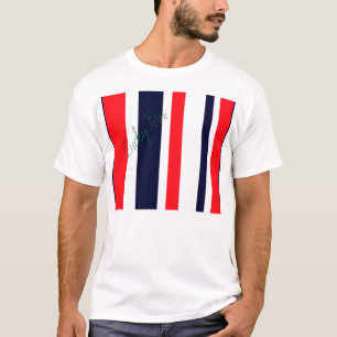 White, Blue And Red Stripes T-Shirt