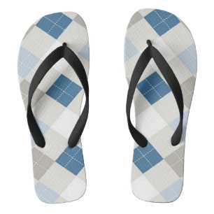 White & Blue Argyle   Jandals