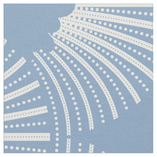 White & Blue Art-Deco Pattern Fabric