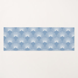 White & Blue Art-Deco Pattern Yoga Mat