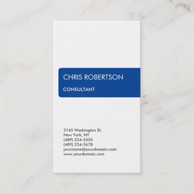 White Blue Attractive Charming Business Card (Front)