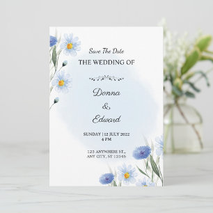 White Blue Beautiful Wedding Invitation