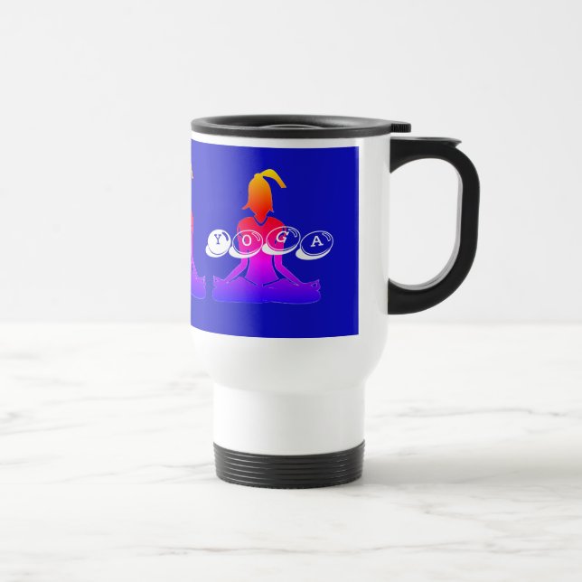 White &  Blue Commuter 'Java Yoga' Travel Mug (Right)