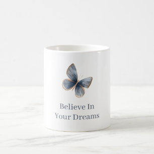 White Blue Cream Butterfly   Coffee Mug