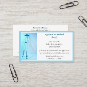 White Blue Crutches Equipment Medical Senior Care Business Card