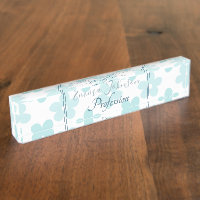 White Blue Daisy Flowers Retro Pattern