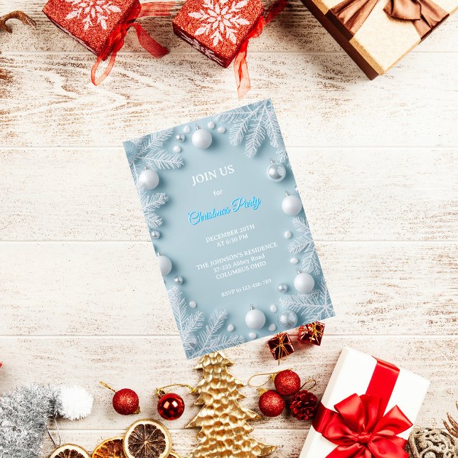 White & Blue Elegant Christmas Invitation (Creator Uploaded)