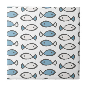 White Blue Fish Ocean Lover Sea Animals Summer Tile