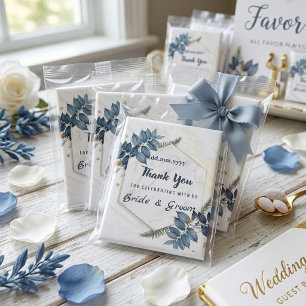 White Blue Floral Frame Thank You Wedding Favours Magnet
