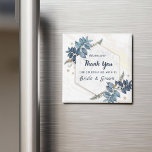 White Blue Floral Frame Thank You Wedding Favours Magnet<br><div class="desc">White Blue Floral Frame Thank You Wedding Favours
Personalised Wedding Favours Magnet For Guests as a Thank You for coming at wedding party
this design is easily customised and personalised by adding or changing the text</div>