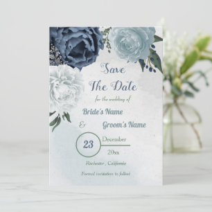 white & blue floral greenery  save the date