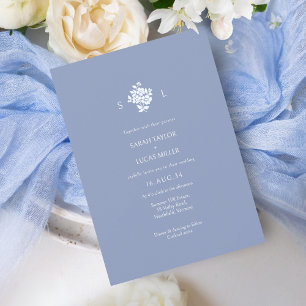 White + Blue Floral Monogrammed Floral Wedding