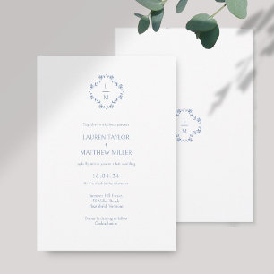 White + Blue Floral Monogrammed Floral Wedding