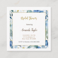 White Blue Flowers Minimal Bridal Shower