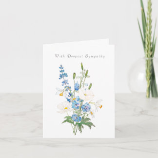 white blue flowers Thinking Of You Sympathy Card