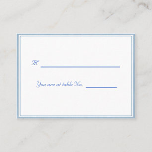 White Blue Framed Place/Seat Holder Cards