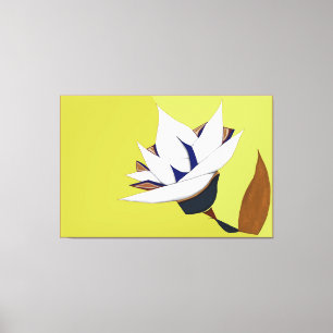 WHITE, BLUE, GOLD LOTUS CANVAS PRINT