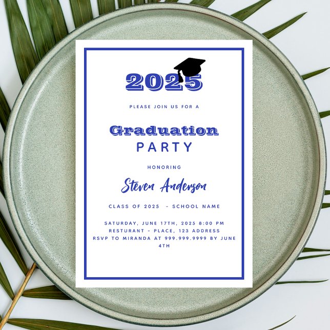 White blue graduation party 2025 invitation (Creator Uploaded)