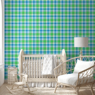 White Blue Green Plaid Tartan Design Wallpaper