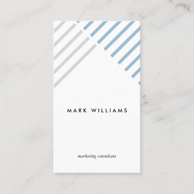 White blue grey stripes minimal modern simple card (Front)