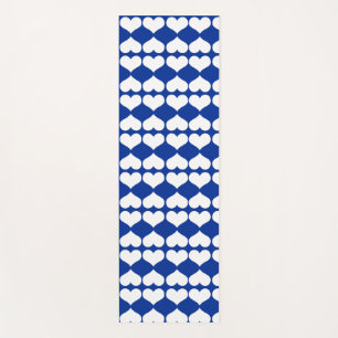 White Blue Heart Mirror Pattern Yoga Mat