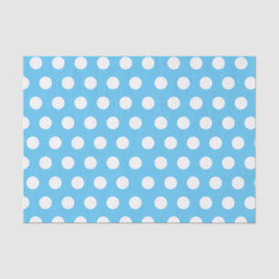 White & Blue Large Medium Polka Dot Party Tissue Paper