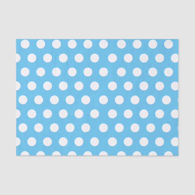 White & Blue Large Medium Polka Dot Party Tissue Paper (Front)