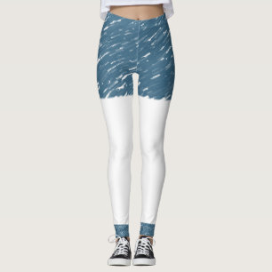 White & Blue Leggings Long