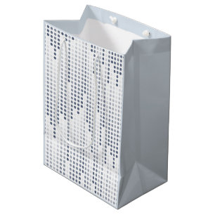 White Blue Mallow Polka Dots Matrix patterned Medium Gift Bag