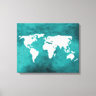 white/blue map canvas print