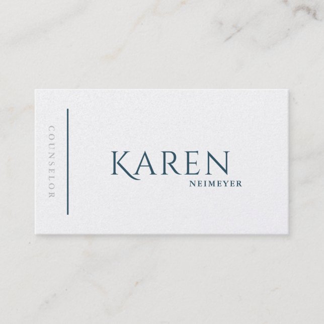 White Blue Minimal Plain Classic Job Seeker Business Card (Front)