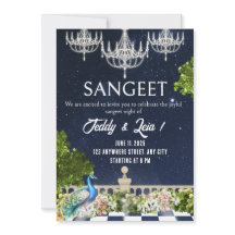 White & Blue Minimal Sangeet wedding Invitation
