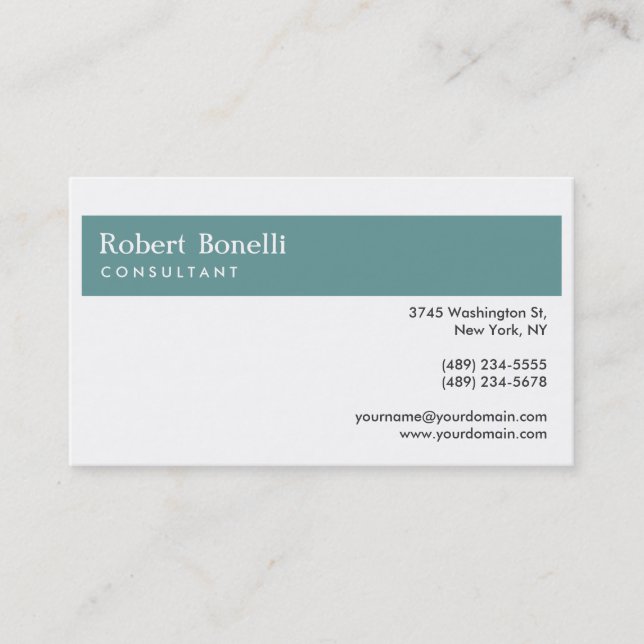 White Blue Modern Consultant Business Card (Front)